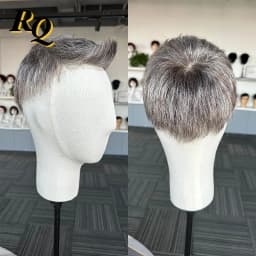 Pre Cut Styled Toupee Hair Men Thin Skin V Looped Human Hair Replacement System For Man 1B40 Hair Piece Protesis Hombre Male Wig