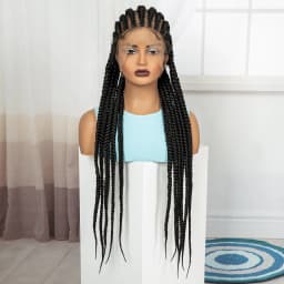 32In Full Lace Cornrow Braided Wigs Synthetic Braiding Hair Wigs Knotless Lace Frontal Braids Wig with Baby Hair for Black Women