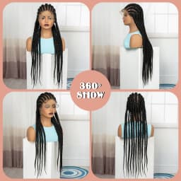32In Full Lace Cornrow Braided Wigs Synthetic Braiding Hair Wigs Knotless Lace Frontal Braids Wig with Baby Hair for Black Women