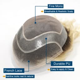 4T613 Ombre Blonde Toupee for Men Human Hair Capillary Prosthesis Lace Front Toupee Dark Roots Male Hair System Hairpiece