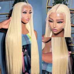 613 Blonde 13x6 HD Lace Frontal Wigs Pre Plucked Indian Raw Hair Straight 13x4 Lace Front Human Hair Wigs For Women 40 inch Honey Blonde Long Wigs Clearance Sale Bone Straight Wigs