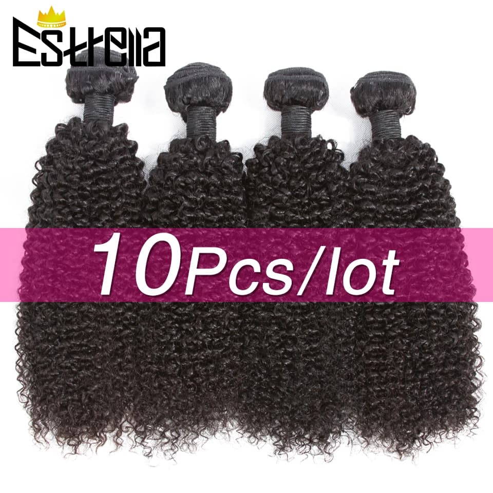 Kinky Curly Brazilian Human Hair Bundles 10Pcs/Lot Remy Hair Weaving Bundles Deal 8"-28" Natural Color Curly Human Hair Bundles