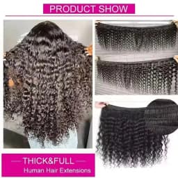 QIYING Deep Wave Bundles With 4x4 Lace Closure 12A 100% Virgin Human Hair Weave Extensions Free Part Natural Black Double Weft Curly Human Hair Bundles With Closure Local In Stock Fast Shipping For Women