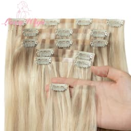 Invisible Clip In Hair Extensions Human Hair Balayge Blonde Brown Injected Seamless PU Weft Clip on Hair Extensions 7Pcs/set