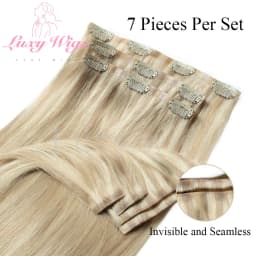 Invisible Clip In Hair Extensions Human Hair Balayge Blonde Brown Injected Seamless PU Weft Clip on Hair Extensions 7Pcs/set