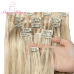 Invisible Clip In Hair Extensions Human Hair Balayge Blonde Brown Injected Seamless PU Weft Clip on Hair Extensions 7Pcs/set