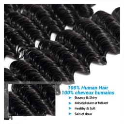 Deep Wave Natural Hair Extensions with Closure Brazilian Unprocessed Remy Human Hair Weave, 4x4 Lace Closure with 3/4 Bundles