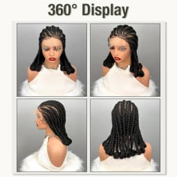 Handmade Synthetic Bantu Braiding Wigs Full Lace Natural Cornrow Braided Wigs for Black Women 16inch African Braids Hair Wigs