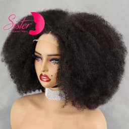 350% Density Afro Kinky Curly Wigs 13x4 4x4 Lace Frontal Short Bouncy Curly Bob Human Hair Wigs Natural Hairline for Black Women
