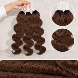 Brown Color Body Wave Crochet Human Hair Miracle Knots Feather Extensions Pre Separated For Boho Braids Lightweight Quick Install Natural Full Ends Reusable Protective Style Long Lasting Hair For Black Women