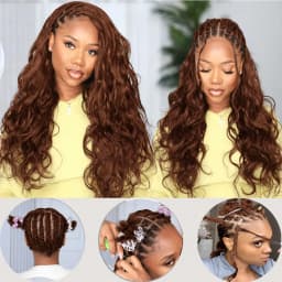 Brown Color Body Wave Crochet Human Hair Miracle Knots Feather Extensions Pre Separated For Boho Braids Lightweight Quick Install Natural Full Ends Reusable Protective Style Long Lasting Hair For Black Women
