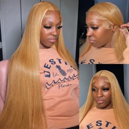 Smilegirl 260% Density Honey Blonde 13x6 HD Lace Front Human Hair Wigs Straight #27 Colored Brazilian Glueless 13x4 Lace Frontal Wig Women