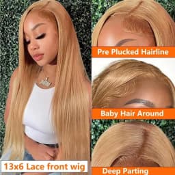 Smilegirl 260% Density Honey Blonde 13x6 HD Lace Front Human Hair Wigs Straight #27 Colored Brazilian Glueless 13x4 Lace Frontal Wig Women