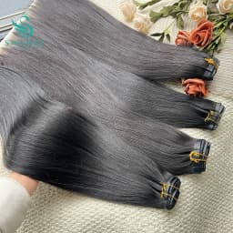Raw Virgin Clip In Hair Extension 100% Human Hair Natural Black 100 Grams 7 Pieces Clip-On Hair Piece Full Head 16-30 Inch