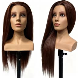 24"Mannequin Head With 95% Real Hair Manikin Training Head WIth Shoulder For Styling Cosmetology Hairdresser Barber Practicing