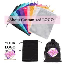 100Pcs Wholesale Silk Satin Bags Hair Packaging Bags Logo Custom Soft Silky Pouches Wigs Bags Hair Tools Storage Bags Home Salon