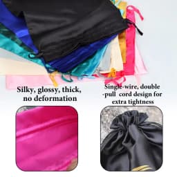 100Pcs Wholesale Silk Satin Bags Hair Packaging Bags Logo Custom Soft Silky Pouches Wigs Bags Hair Tools Storage Bags Home Salon