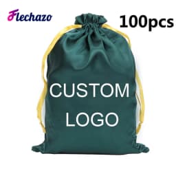 100Pcs Wholesale Silk Satin Bags Hair Packaging Bags Logo Custom Soft Silky Pouches Wigs Bags Hair Tools Storage Bags Home Salon