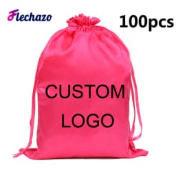 100Pcs Wholesale Silk Satin Bags Hair Packaging Bags Logo Custom Soft Silky Pouches Wigs Bags Hair Tools Storage Bags Home Salon