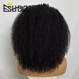 New Half Wig Wear & Go Drawstring Band Seamless Clip Ins Human Wig No Glue 4C Afro Kinky Remy Half Head Human Hair Wig for Women