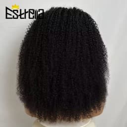 New Half Wig Wear & Go Drawstring Band Seamless Clip Ins Human Wig No Glue 4C Afro Kinky Remy Half Head Human Hair Wig for Women