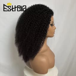 New Half Wig Wear & Go Drawstring Band Seamless Clip Ins Human Wig No Glue 4C Afro Kinky Remy Half Head Human Hair Wig for Women