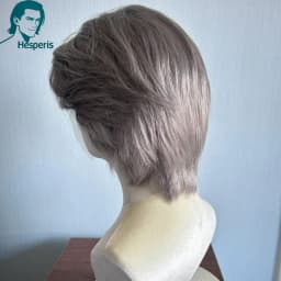 Hesperis Dark Gray Men's Human Hair Wigs Glueless Fashion Short Pre Plucked 13x4 Lace Front Wigs Cosplay Highlight Black Grey