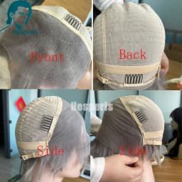Hesperis Dark Gray Men's Human Hair Wigs Glueless Fashion Short Pre Plucked 13x4 Lace Front Wigs Cosplay Highlight Black Grey
