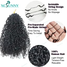 Kinky Curly Crochet Human Hair Extensions Afro Kinky Pre-Separated Knotless Crochet Human Hair With Loop For Twist Boho Braids