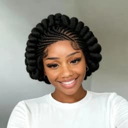 Synthetic Cornrow Braids Turban Wig Pre-Plucked Full Lace Braided Bantu Wig with Baby Hair 8Inch Natural Black for Black Women
