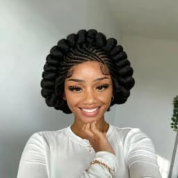Synthetic Cornrow Braids Turban Wig Pre-Plucked Full Lace Braided Bantu Wig with Baby Hair 8Inch Natural Black for Black Women