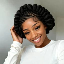 Synthetic Cornrow Braids Turban Wig Pre-Plucked Full Lace Braided Bantu Wig with Baby Hair 8Inch Natural Black for Black Women