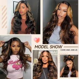 36Inch 1B/30 Highlight Body Wave 13x6 Lace Frontal Human Hair Wigs Ombre Black Brown Colored Preplucked Lace Front Wig For Women