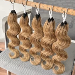 Body Wave Feather Crochet Human Hair Extensions Miracle Knots Honey Blonde Pre Separated Knotless Invisible Crochet Braids Human Braiding Hair Lightweight Comfortable Reusable Boho Hairstyle For Women