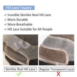 Versalite HD Lace PU Men Toupee Real Indian Human Hair Wigs Lace PU Hair Wig Hair System Male Capillary Prosthesis Hairline