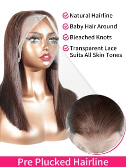 #2 Brown Chocolate Color 250 Density Lace Frontal Wig Human Hair Raw Vietnamese Double Drawn 13x4 Bob Lace Front Human Hair Wigs
