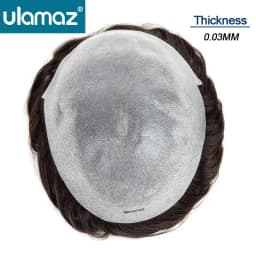 0.03 Ultra Thin Skin Toupee Undetectable Men's Capillary Prosthesis Realistic Wig Man Human Hair Microskin Hair System For Man