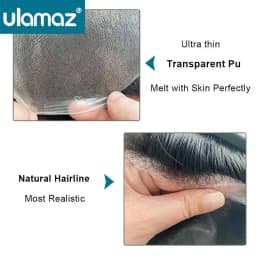 0.03 Ultra Thin Skin Toupee Undetectable Men's Capillary Prosthesis Realistic Wig Man Human Hair Microskin Hair System For Man