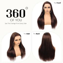 Chocolate Brown Bone Straight Dark Brown 200% Density 40 Inches 13x6 13x4 HD Transparent Lace Frontal Wig #4 Human Hair Wigs Pre Plucked For Women Brazilian Hair