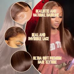 Chocolate Brown Bone Straight Dark Brown 200% Density 40 Inches 13x6 13x4 HD Transparent Lace Frontal Wig #4 Human Hair Wigs Pre Plucked For Women Brazilian Hair