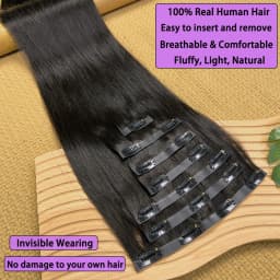 Straight PU Clip Ins Hair Extensions 100% Human Hair Natural Black Color 100g/Set 7pcs Seamless Invisible PU Weft For Women