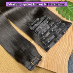 Straight PU Clip Ins Hair Extensions 100% Human Hair Natural Black Color 100g/Set 7pcs Seamless Invisible PU Weft For Women