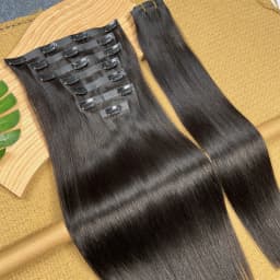 Straight PU Clip Ins Hair Extensions 100% Human Hair Natural Black Color 100g/Set 7pcs Seamless Invisible PU Weft For Women