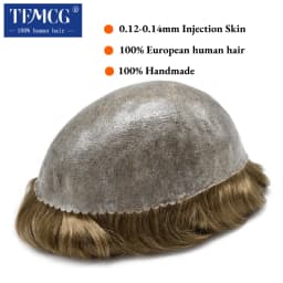 Men's capillary prothesis 0.12-0.14mm Injection Skin Toupee Men Wigs Male Hair Prosthesis Natural Human Hair System Wigs For Men