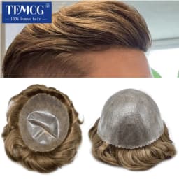 Men's capillary prothesis 0.12-0.14mm Injection Skin Toupee Men Wigs Male Hair Prosthesis Natural Human Hair System Wigs For Men