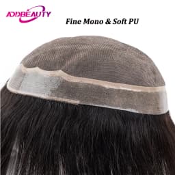 Mono Men Capillary Prosthesis Soft PU Man Toupee Indian Remy Human Hair Wigs Lace Shape Front Hairline Natural Hairpiece System