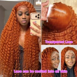 HD Ginger Orange Deep Wave 13x4 13x6 Lace Frontal Wigs Water Wave 360 Full Lace Front Wig #350 Colored Curly Human Hair Wig 220%