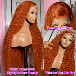 HD Ginger Orange Deep Wave 13x4 13x6 Lace Frontal Wigs Water Wave 360 Full Lace Front Wig #350 Colored Curly Human Hair Wig 220%