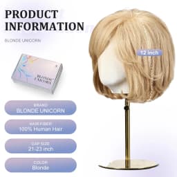 Blonde Remy Human Hair with Bangs Body Wave Short Bob Wigs Lace Frontal Wigs for White Women Daily Use 12 Inches Wavy Wigs Daily