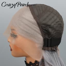 CrazyPearl Grey Bob Wig Human Hair Straight Lace Frontal Wig 13X4 Lace Front Bob Wig Preplucked 10Inch Short Human Hair Wigs